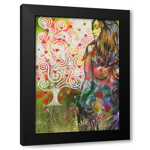 Tree Of Love Black Modern Wood Framed Art Print by Stevenson, Graeme