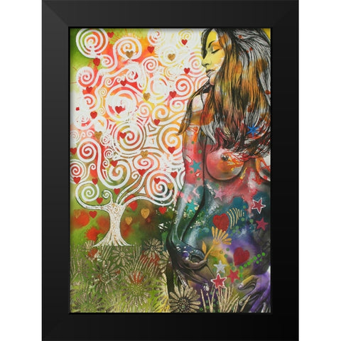 Tree Of Love Black Modern Wood Framed Art Print by Stevenson, Graeme