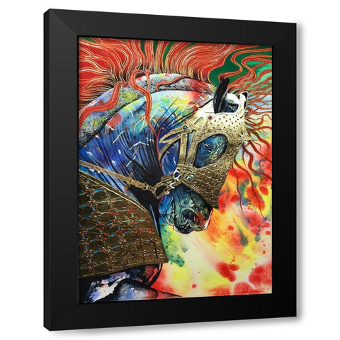 Fire of the Stallion Black Modern Wood Framed Art Print with Double Matting by Stevenson, Graeme