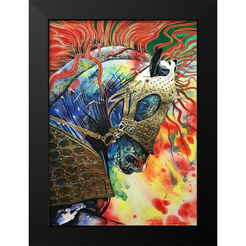 Fire of the Stallion Black Modern Wood Framed Art Print by Stevenson, Graeme