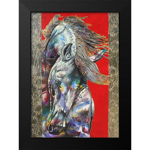 Golden Stallion Black Modern Wood Framed Art Print by Stevenson, Graeme