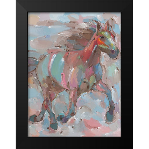 Happy Hooves Black Modern Wood Framed Art Print by Khorasani, Hooshang