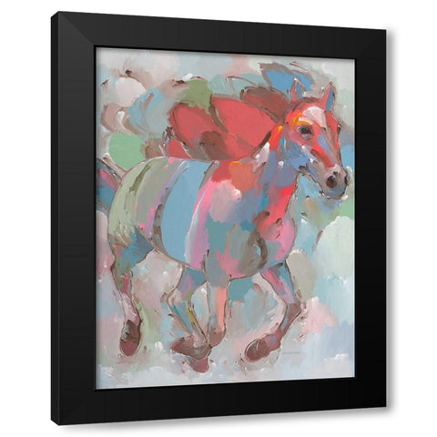 Pegasus Black Modern Wood Framed Art Print with Double Matting by Khorasani, Hooshang