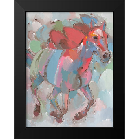 Pegasus Black Modern Wood Framed Art Print by Khorasani, Hooshang