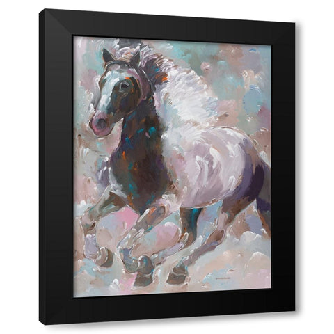 Moonlight Runner Black Modern Wood Framed Art Print with Double Matting by Khorasani, Hooshang