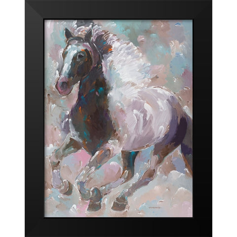 Moonlight Runner Black Modern Wood Framed Art Print by Khorasani, Hooshang