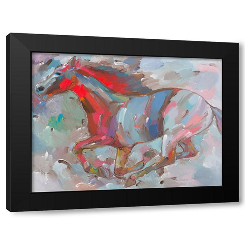 Fiery Runner Black Modern Wood Framed Art Print by Khorasani, Hooshang