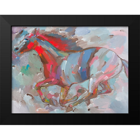 Fiery Runner Black Modern Wood Framed Art Print by Khorasani, Hooshang