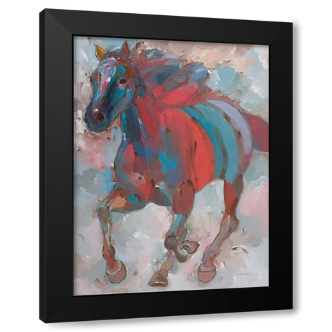 Spirit Runner Black Modern Wood Framed Art Print with Double Matting by Khorasani, Hooshang