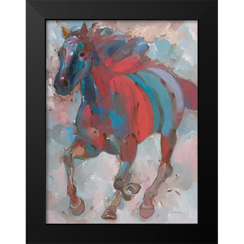 Spirit Runner Black Modern Wood Framed Art Print by Khorasani, Hooshang