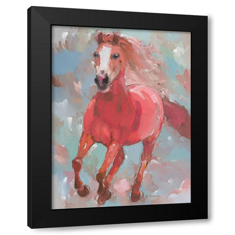 Blazing Runner Black Modern Wood Framed Art Print with Double Matting by Khorasani, Hooshang