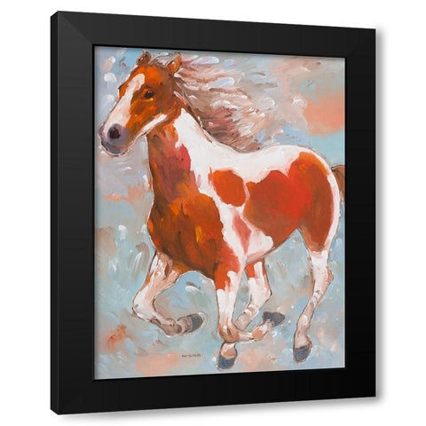 Painted Horse Black Modern Wood Framed Art Print with Double Matting by Khorasani, Hooshang