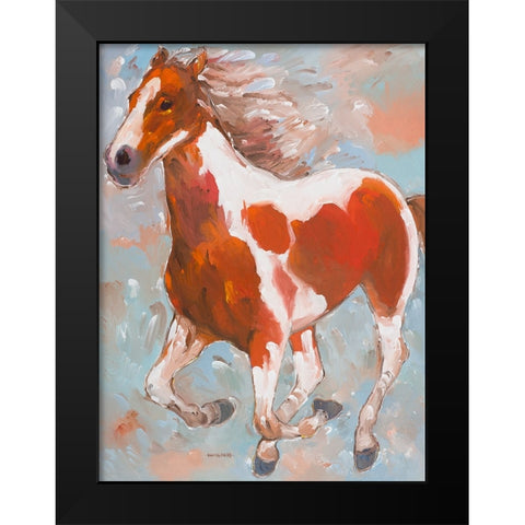 Painted Horse Black Modern Wood Framed Art Print by Khorasani, Hooshang