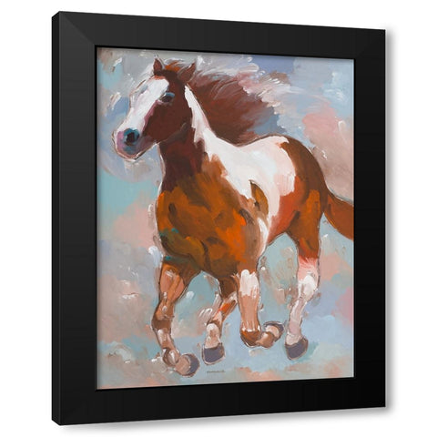 Painted Horse #2 Black Modern Wood Framed Art Print with Double Matting by Khorasani, Hooshang