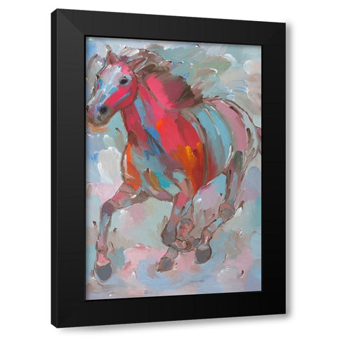 Red Runner Black Modern Wood Framed Art Print with Double Matting by Khorasani, Hooshang