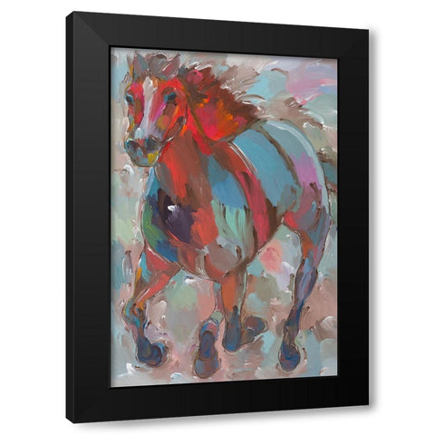 Red Warrior Black Modern Wood Framed Art Print with Double Matting by Khorasani, Hooshang