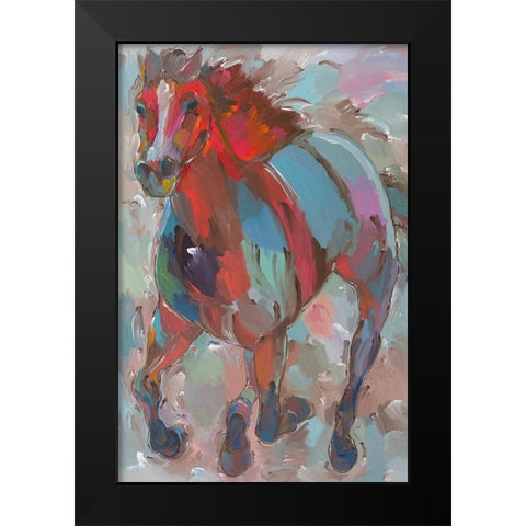 Red Warrior Black Modern Wood Framed Art Print by Khorasani, Hooshang