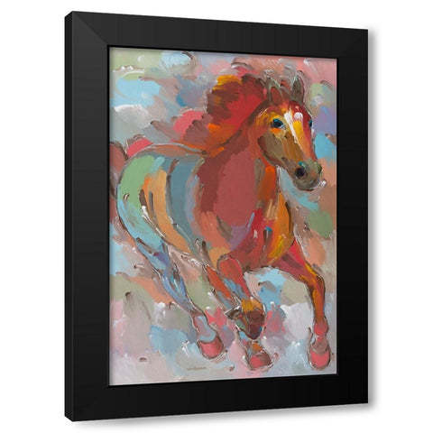Red-Hoofed Runner Black Modern Wood Framed Art Print with Double Matting by Khorasani, Hooshang