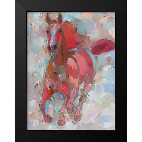 Red Wind Black Modern Wood Framed Art Print by Khorasani, Hooshang