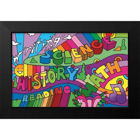 School Courses Black Modern Wood Framed Art Print by Green, Howie