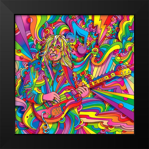Guitar Player 715 Black Modern Wood Framed Art Print by Green, Howie