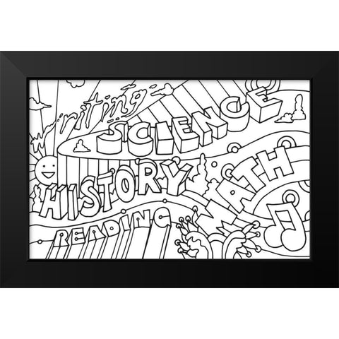 School Courses Black Modern Wood Framed Art Print by Green, Howie