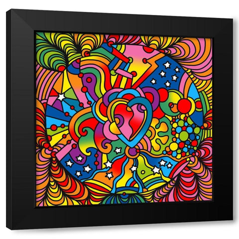 Pop Art Heart Swirls Black Modern Wood Framed Art Print with Double Matting by Green, Howie
