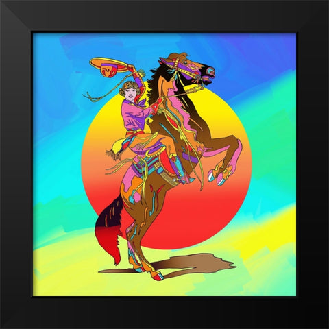 Pop-Art-Cowgirl Black Modern Wood Framed Art Print by Green, Howie