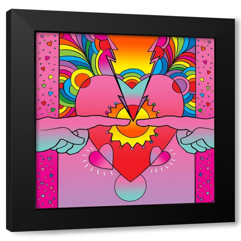 Hearts Touching Black Modern Wood Framed Art Print with Double Matting by Green, Howie