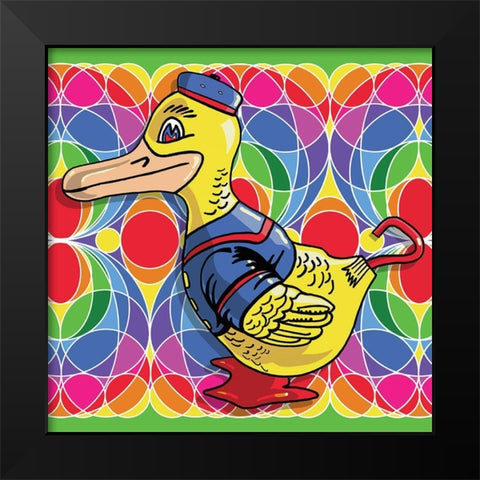 Hoppy Duck Toy Black Modern Wood Framed Art Print by Green, Howie