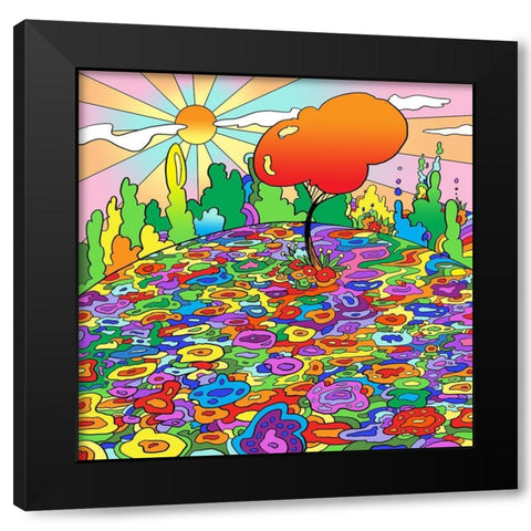 Poo Art Landscape Hill Black Modern Wood Framed Art Print by Green, Howie