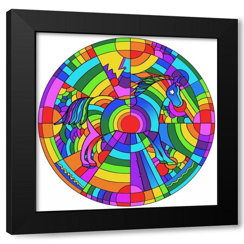 Pop Art Pony Circle Black Modern Wood Framed Art Print with Double Matting by Green, Howie