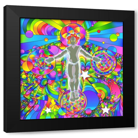 Sacred Geometry Figure Black Modern Wood Framed Art Print by Green, Howie