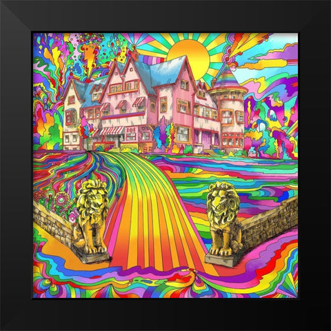 Pink-Mansion Black Modern Wood Framed Art Print by Green, Howie