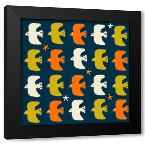 20-16 Native Bird Black Modern Wood Framed Art Print by HUE and MI and Sangita