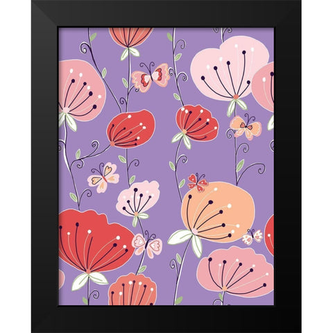Tulips Black Modern Wood Framed Art Print by HUE and MI and Sangita