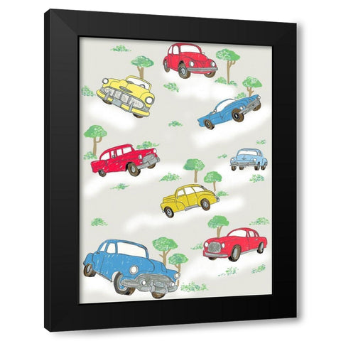 Broom Broom Black Modern Wood Framed Art Print by HUE and MI and Sangita