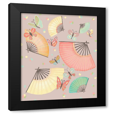 Fan Black Modern Wood Framed Art Print by HUE and MI and Sangita