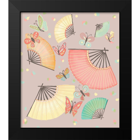 Fan Black Modern Wood Framed Art Print by HUE and MI and Sangita