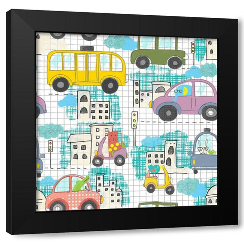 Lets Take A Drive Black Modern Wood Framed Art Print by HUE and MI and Sangita