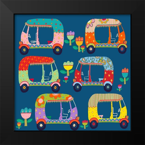 Rickshaw Black Modern Wood Framed Art Print by HUE and MI and Sangita