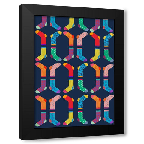 Socks Black Modern Wood Framed Art Print with Double Matting by HUE and MI and Sangita