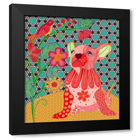RED PUG Black Modern Wood Framed Art Print with Double Matting by HUE and MI and Sangita