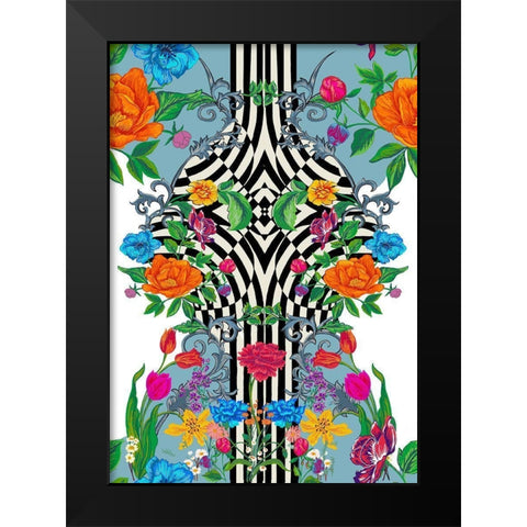 20-64 Decorative Floral Black Modern Wood Framed Art Print by HUE and MI and Sangita