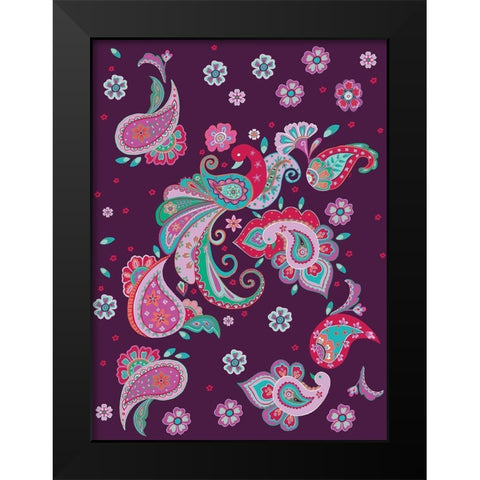 Peacock Black Modern Wood Framed Art Print by HUE and MI and Sangita