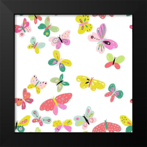 Spring Flutter Tile Black Modern Wood Framed Art Print by HUE and MI and Sangita