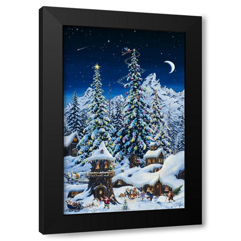 Christmas With The Elves Black Modern Wood Framed Art Print by Tift, Jeff