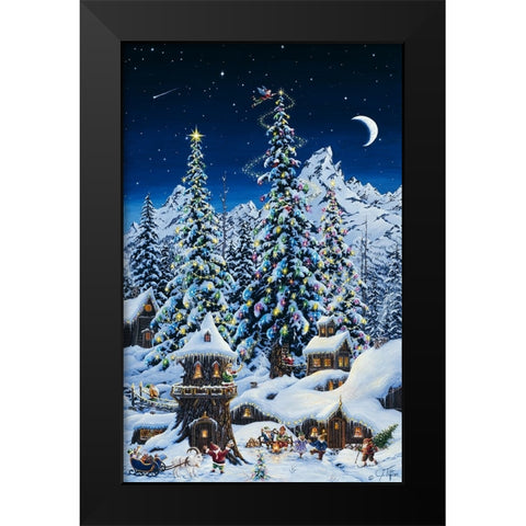Christmas With The Elves Black Modern Wood Framed Art Print by Tift, Jeff