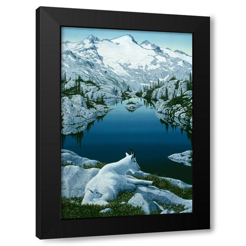 Cascade Summer Black Modern Wood Framed Art Print with Double Matting by Tift, Jeff