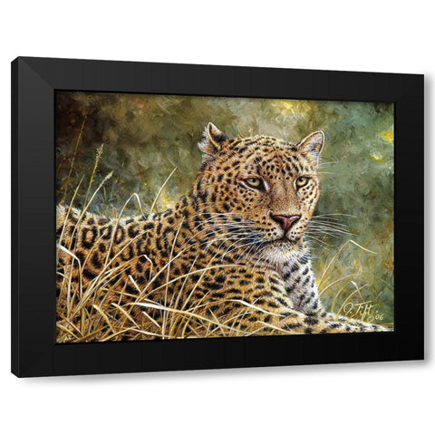 Leopard Portrait Black Modern Wood Framed Art Print with Double Matting by Tift, Jeff